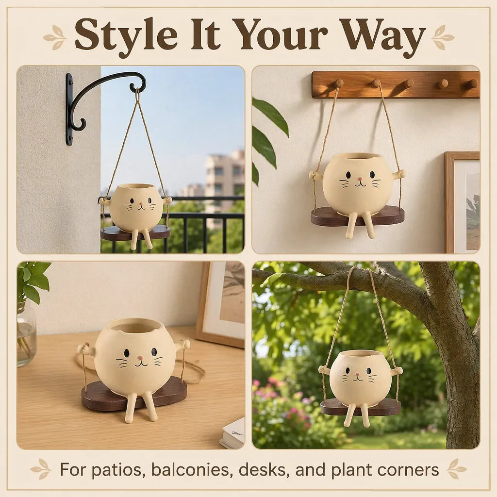 🐱 Potted Cat Swing Rocking Chair Ornament
