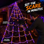 250-LED Purple & Orange Spider Web Lights with Giant Furry Spider