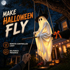 Light-Up Flying Broom Ghost Halloween Decoration