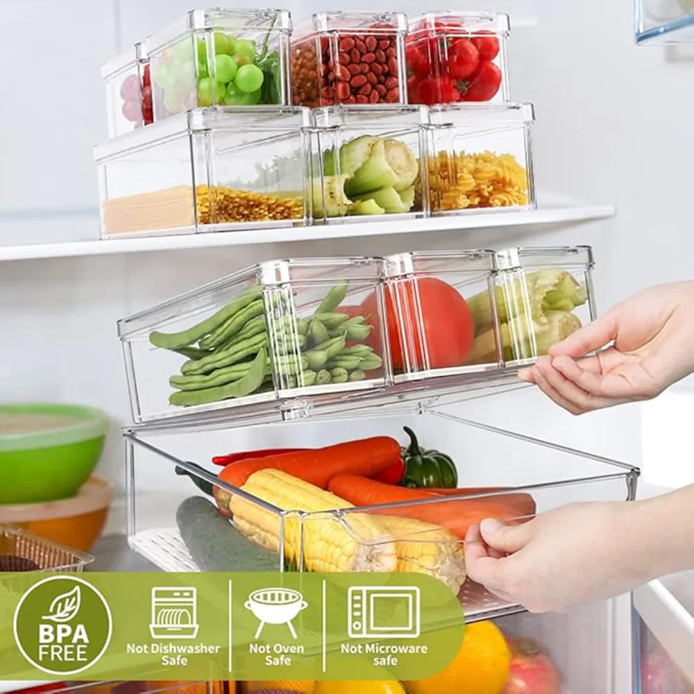 7-1Pack Stackable Refrigerator & Pantry Organizer Bins