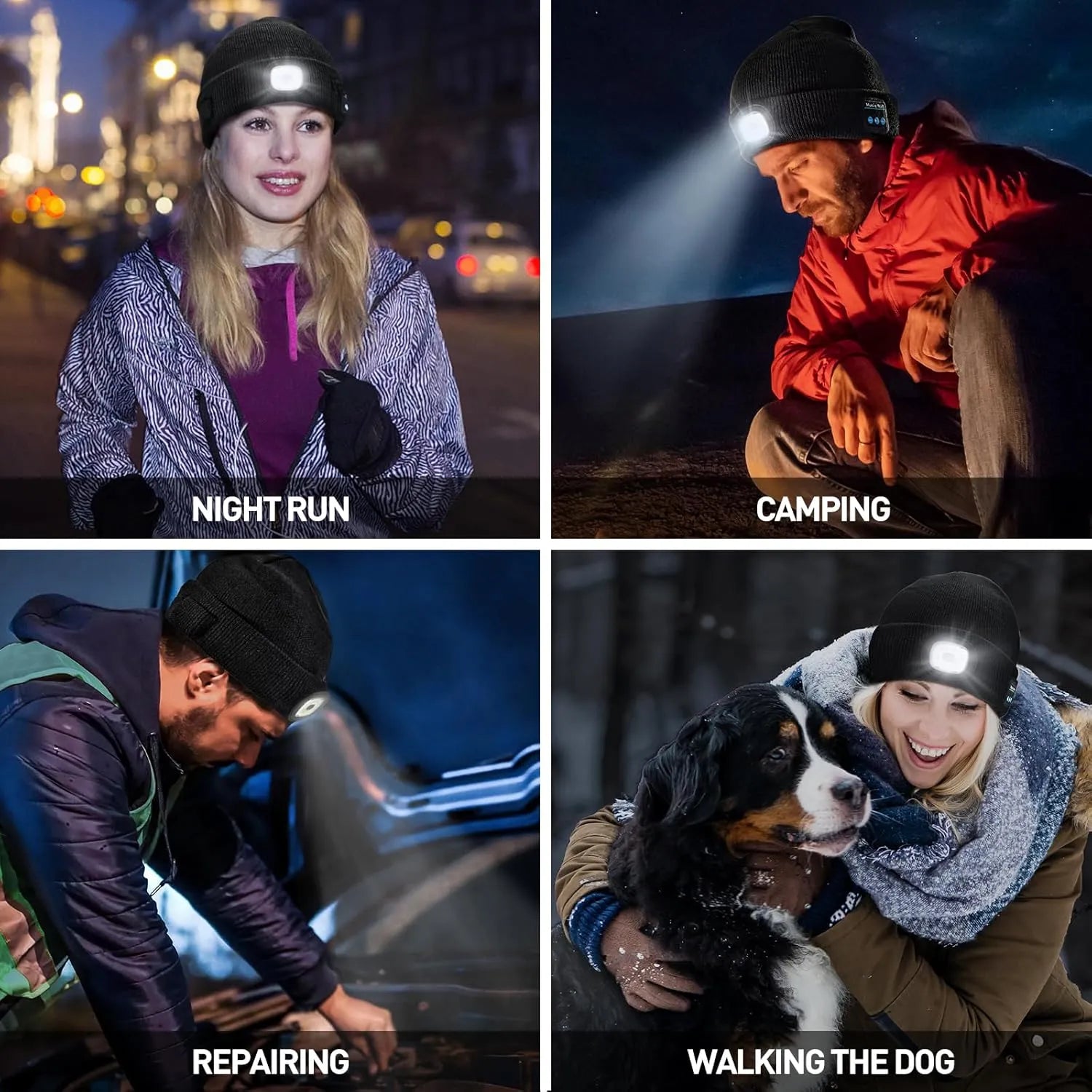 Unisex Bluetooth Beanie Hat with Light