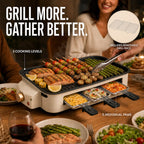 Double-Decker Indoor Electric Grill with 3 Personal Pans