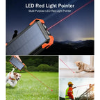 20000mAh Solar Power Bank with Wireless Charging, Dual Flashlights, Laser Pointer & 7-Device Output – Waterproof & Shockproof for Outdoor Use