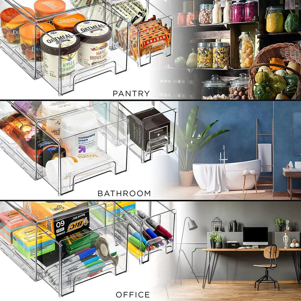 🧺 Medium / Large / Extra-Large Transparent Stackable Storage Drawers
