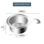 Hands-Free Swan-Hook Sink Strainer