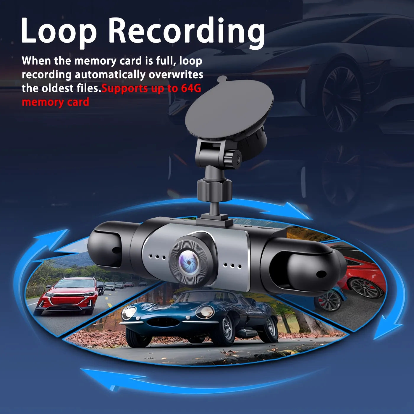 🚗4-Channel 1080P Dash Camera with Front, Rear, Left & Right Recording