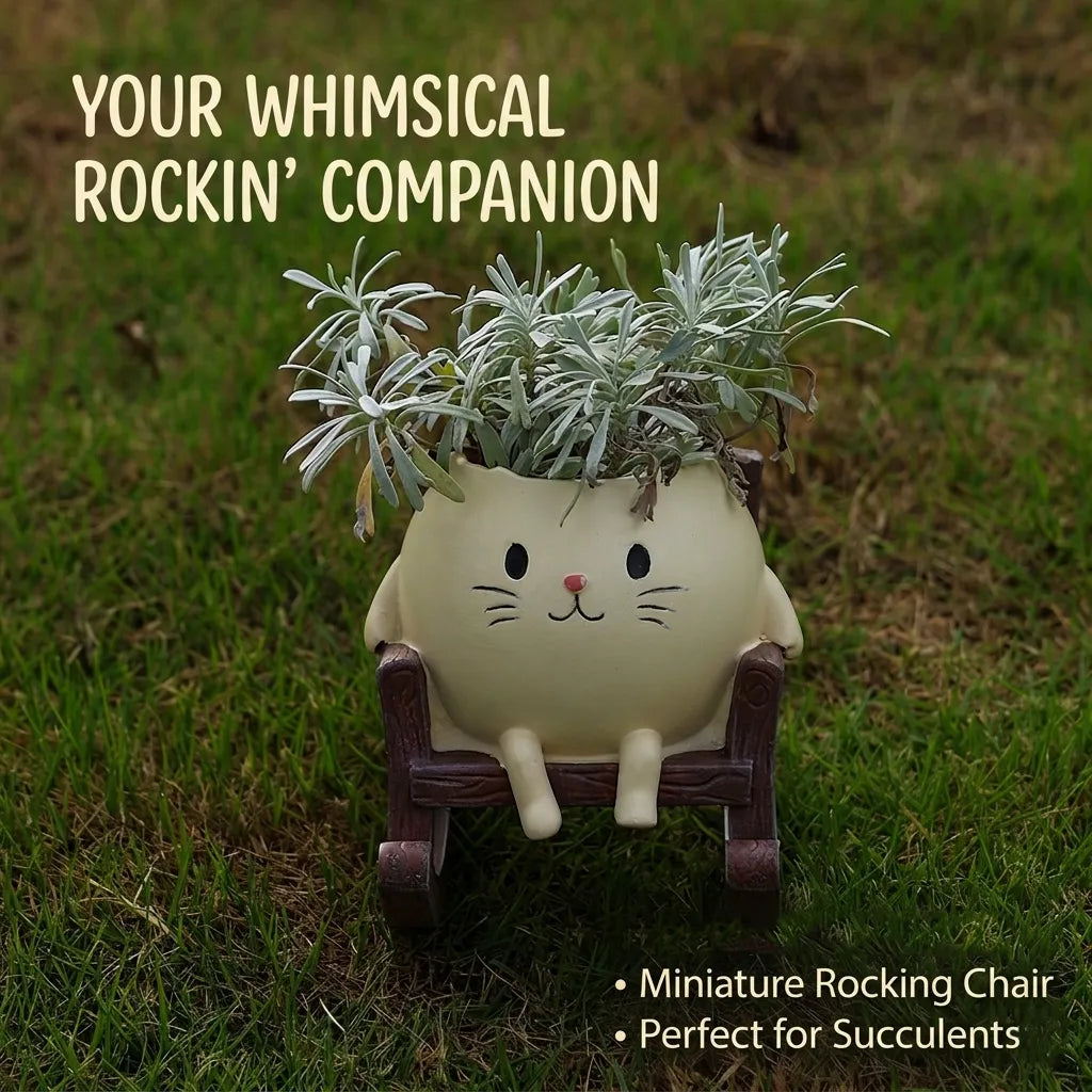 🐱 Potted Cat Swing Rocking Chair Ornament