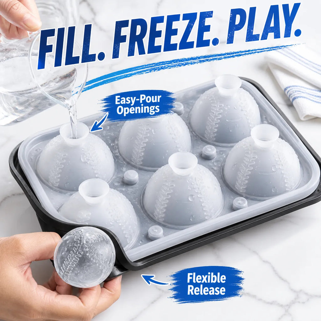 Baseball Ice Ball Mold – 6-Cavity Silicone Tray