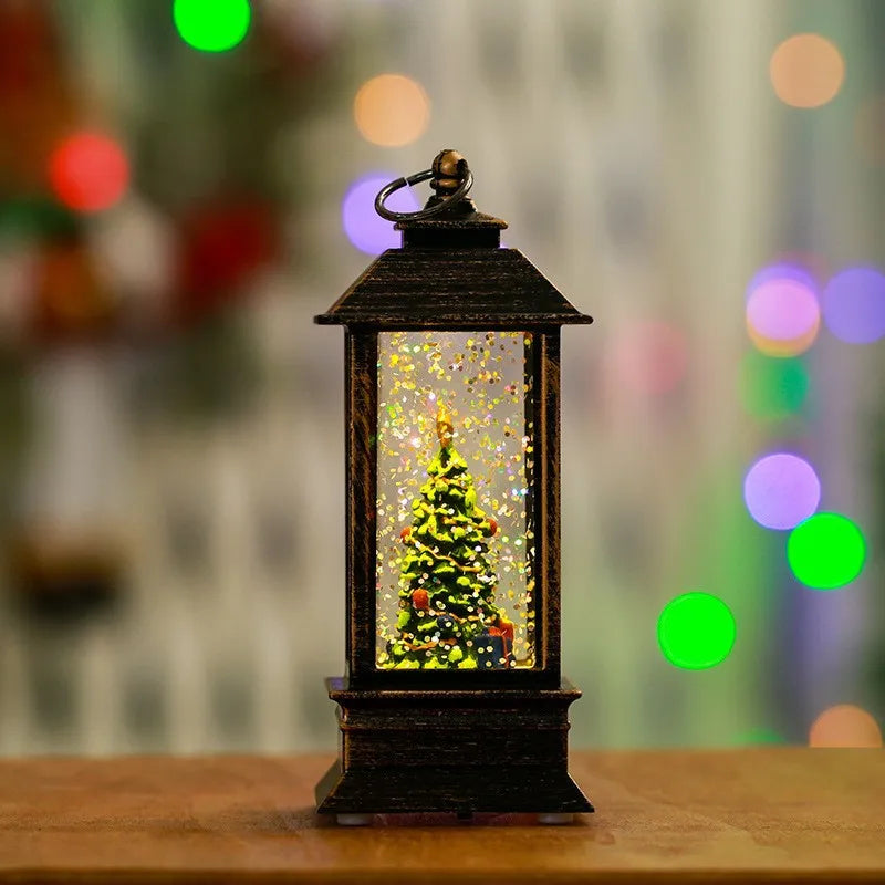 Christmas tree snow globe - glittering winter snow phone booth