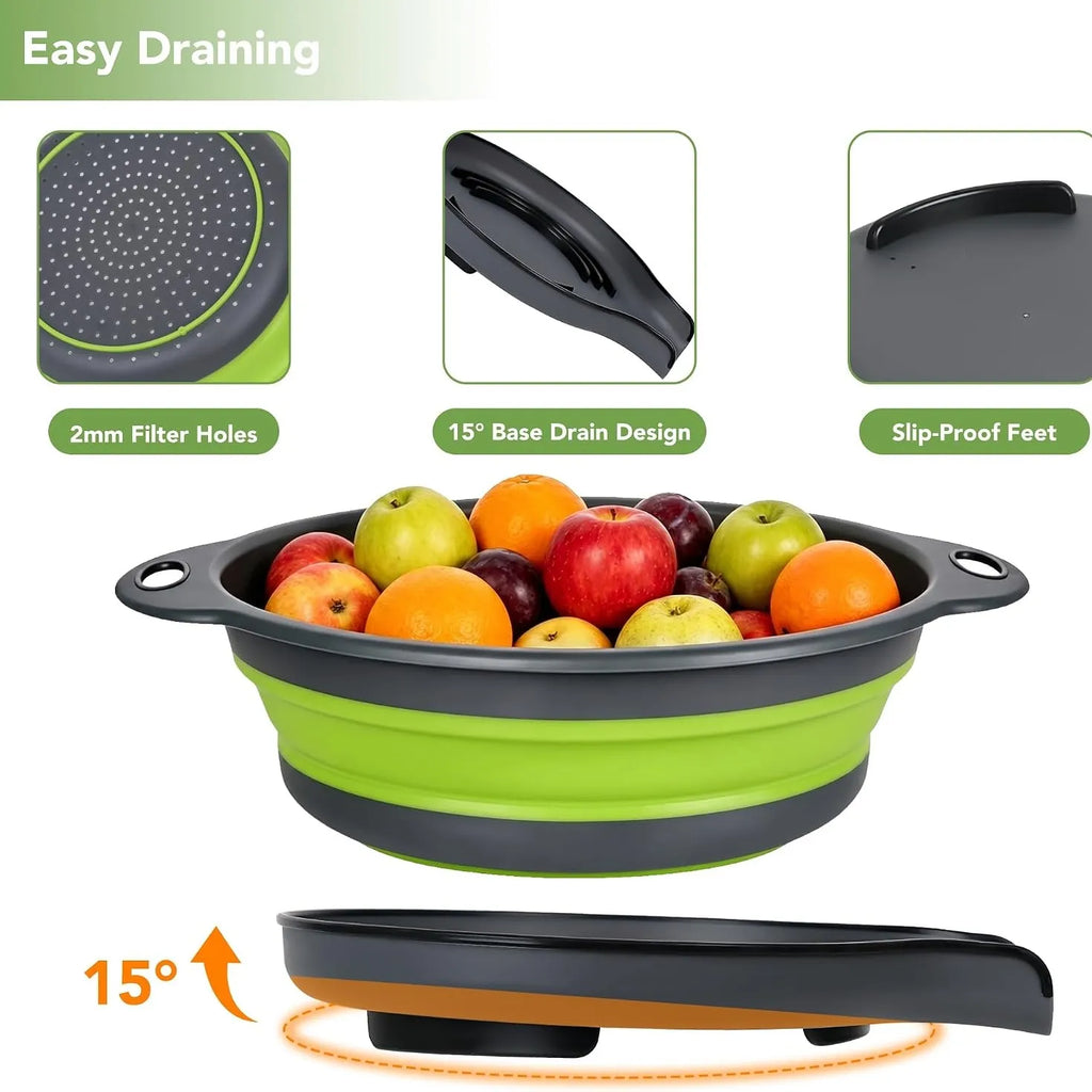 4-Piece Collapsible Colander & Self-Draining Base Set