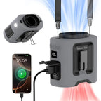 🔥 Stay Cool Anywhere – 5-in-1 Wearable Turbo Fan with Power Bank & LED