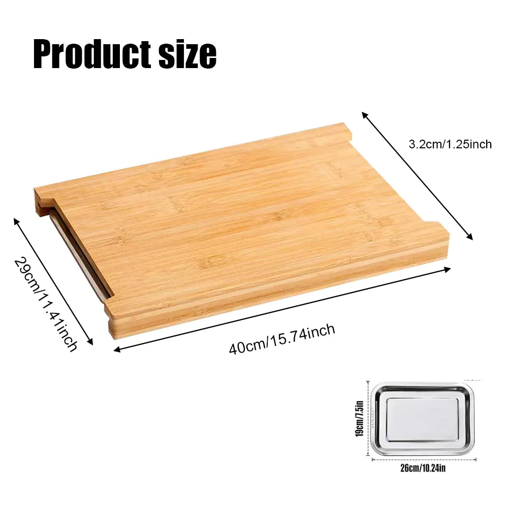🥦Wooden Cutting Board with Slide-Out Trays