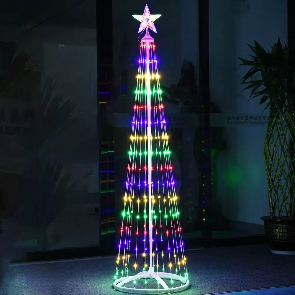 Christmas cone tree lights with star toppers