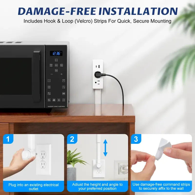🔌 Adjustable 180° Rotating Outlet Extender with USB-C & USB-A Ports