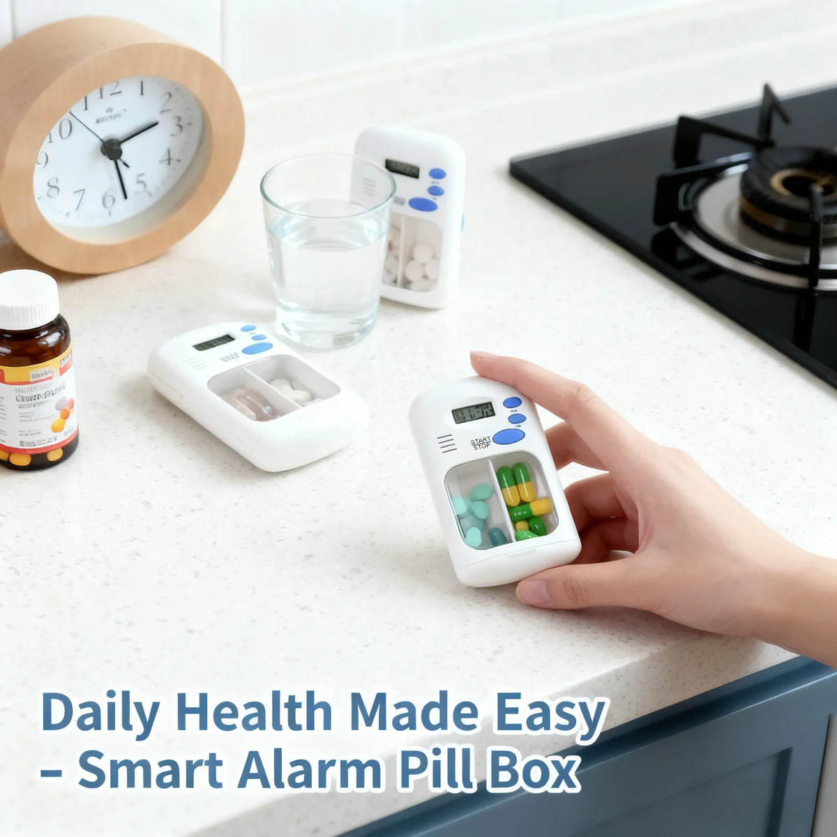 Portable LED Pill Storage Box with Alarm – Smart, Compact & Travel-Ready