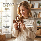 ✝️ Handmade Wooden Double-Heart Cross Wall Decor