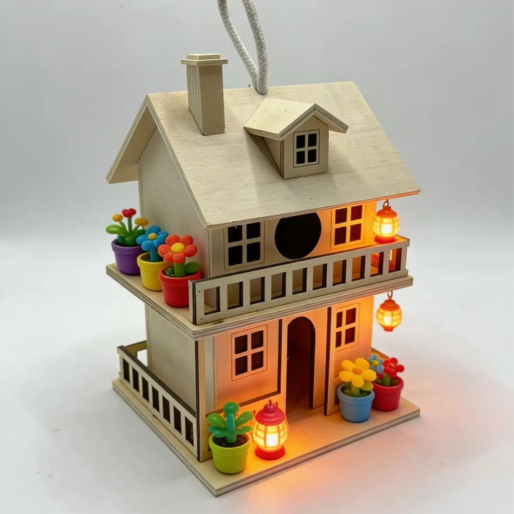 Paint-Your-Own Two-Story Wood Birdhouse – 9-Inch DIY Craft House