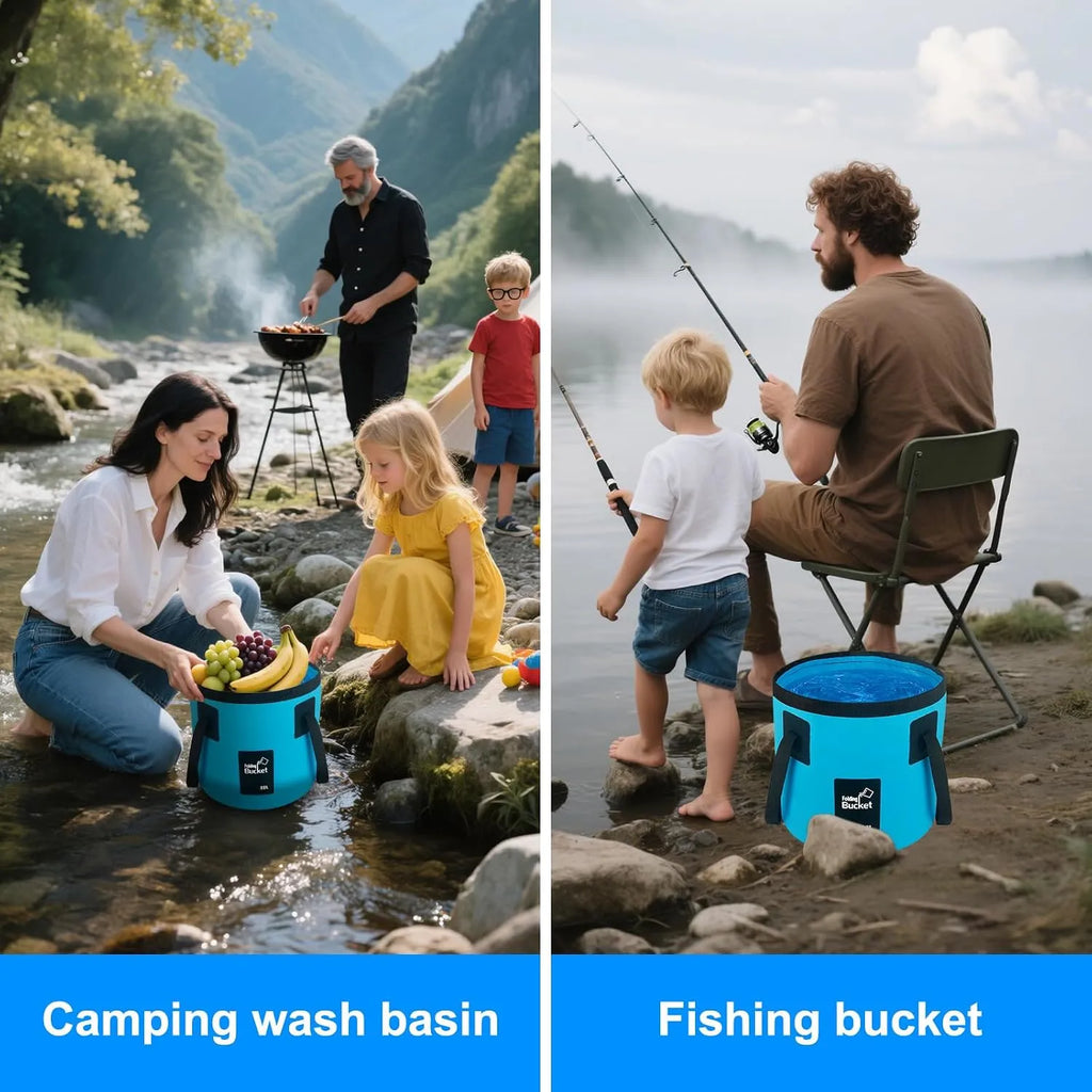 Pack-Flat Outdoor Collapsible Bucket