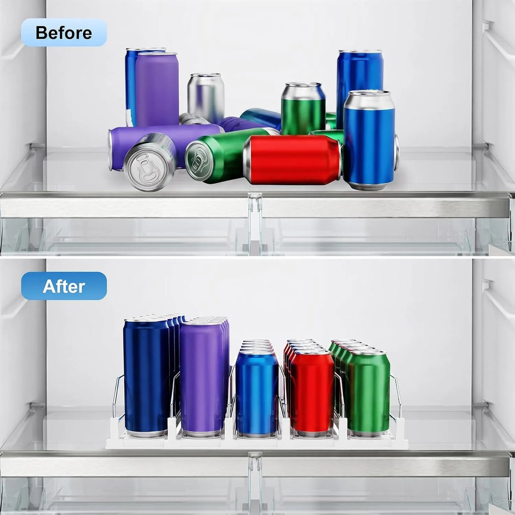 Spring-Loaded Refrigerator Drink Organizer