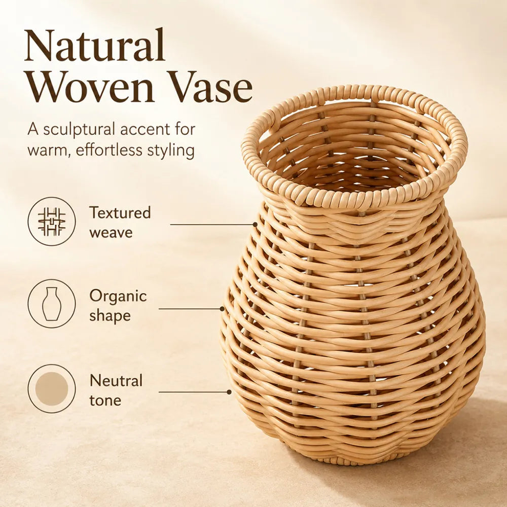 🌾Elegant Wicker Style Decorative Vase – Rustic Flower Display for Modern Home Décor