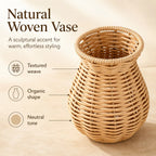 🌾Elegant Wicker Style Decorative Vase – Rustic Flower Display for Modern Home Décor