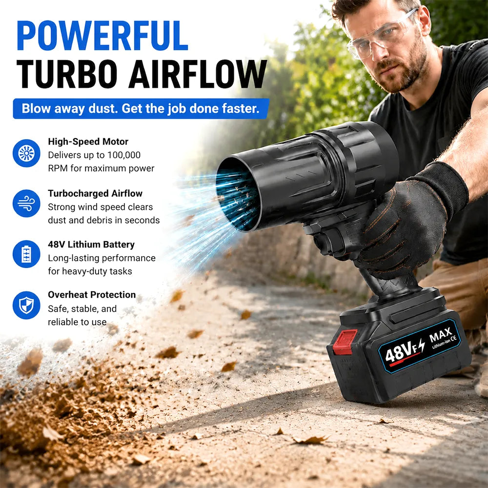 🌪️ Cordless Turbocharged Air Blower – High-Power Outdoor Cleaning Tool
