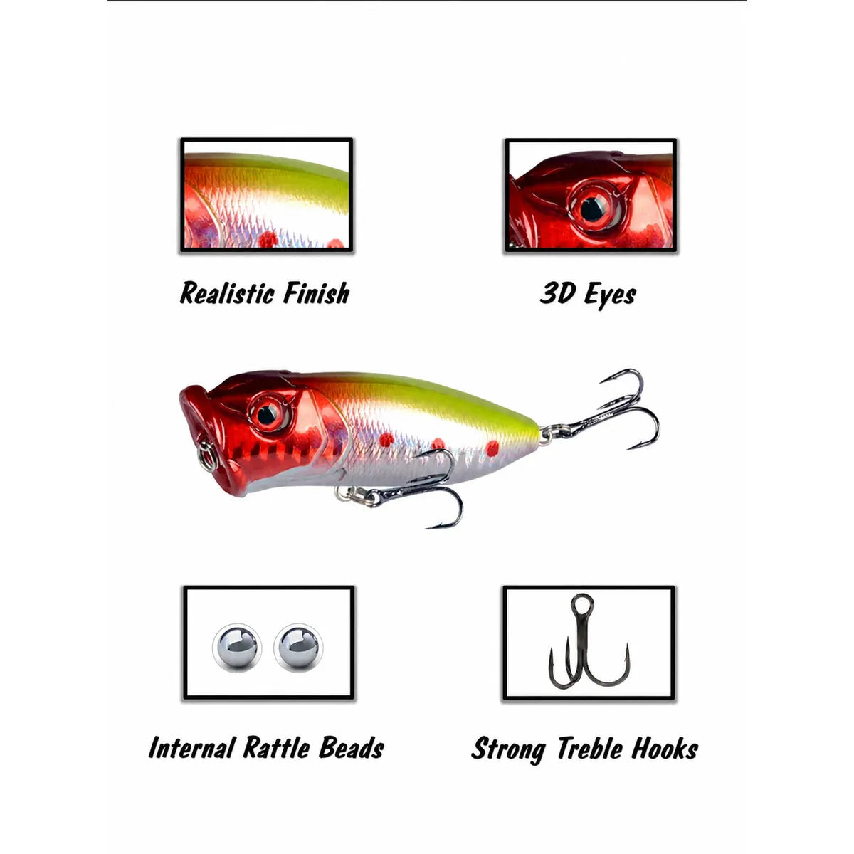 Topwater Popper Fishing Lure – Splash, Rattle & Trigger Surface Strikes