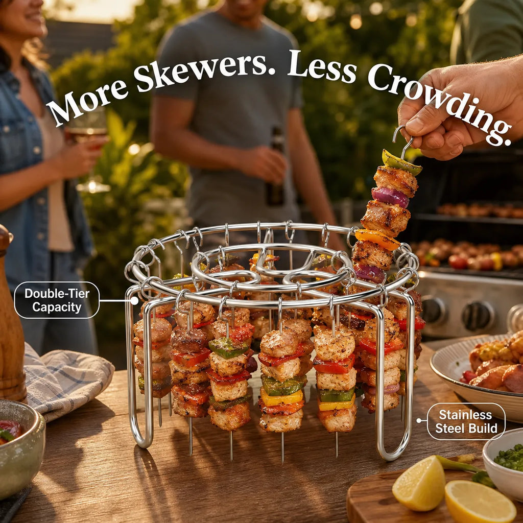 360° Even-Heat Stainless Steel Skewer Rack