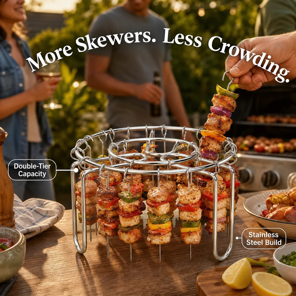 360° Even-Heat Stainless Steel Skewer Rack