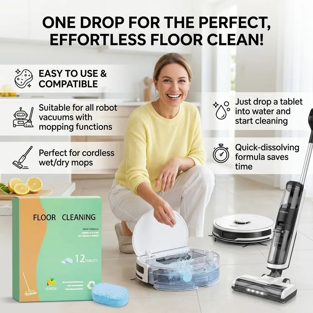 🧼 🍋12-Pack Floor Cleaning Tablets – Deep Clean Your Hard Floors with Ease