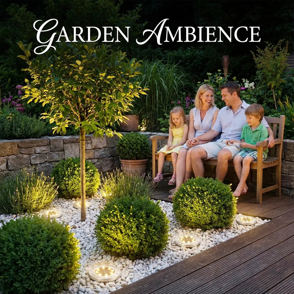 🌙 Solar Ground Lights – 8 LED Outdoor Disk Lights