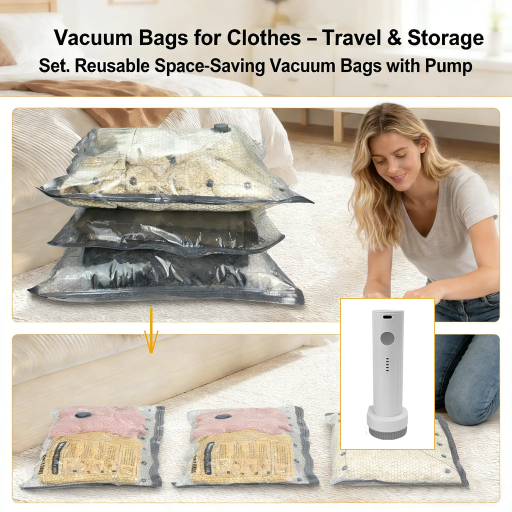 🧳 Vacuum Bags for Clothes – Travel & Storage Set