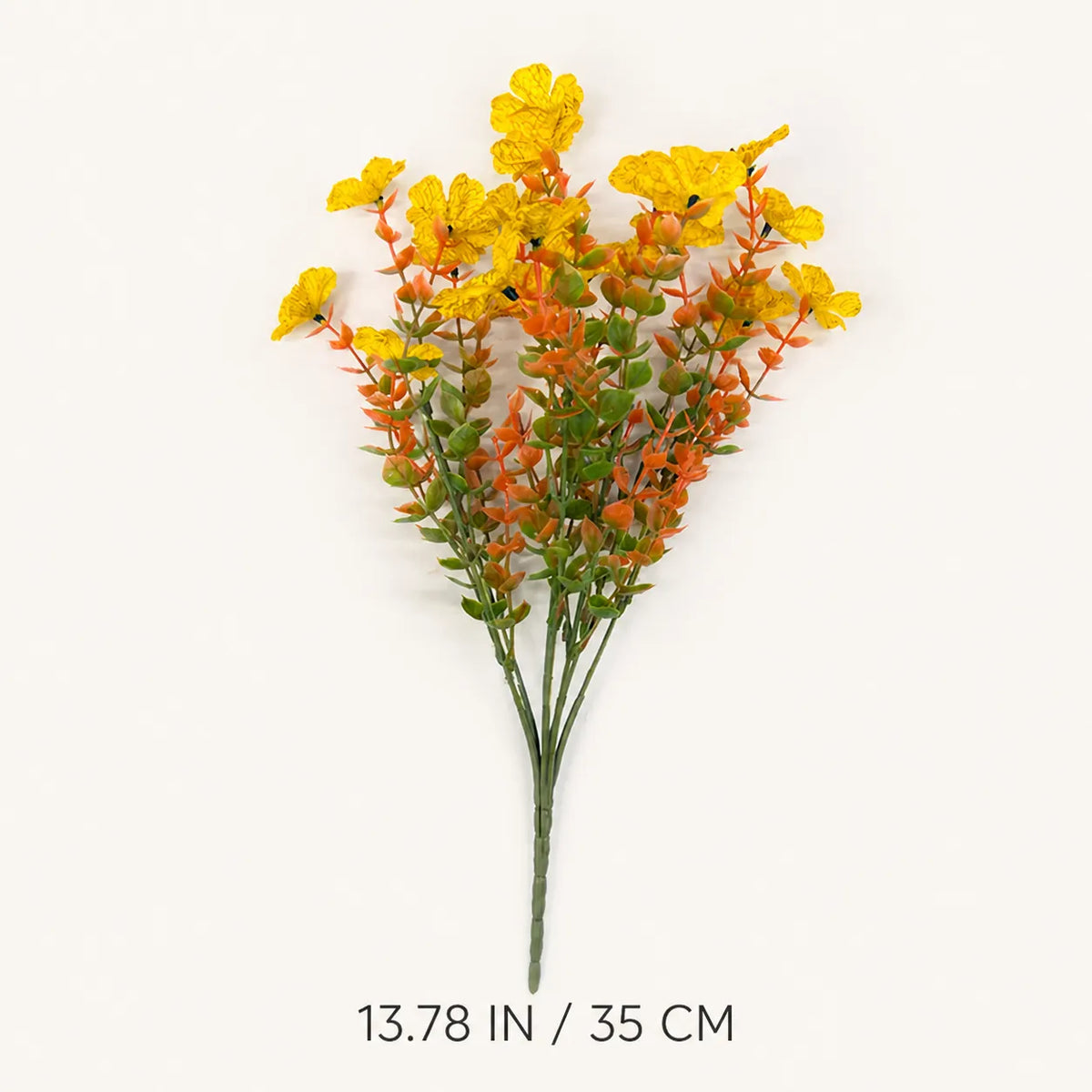Yellow artificial violet single stem measuring 13.78 inches