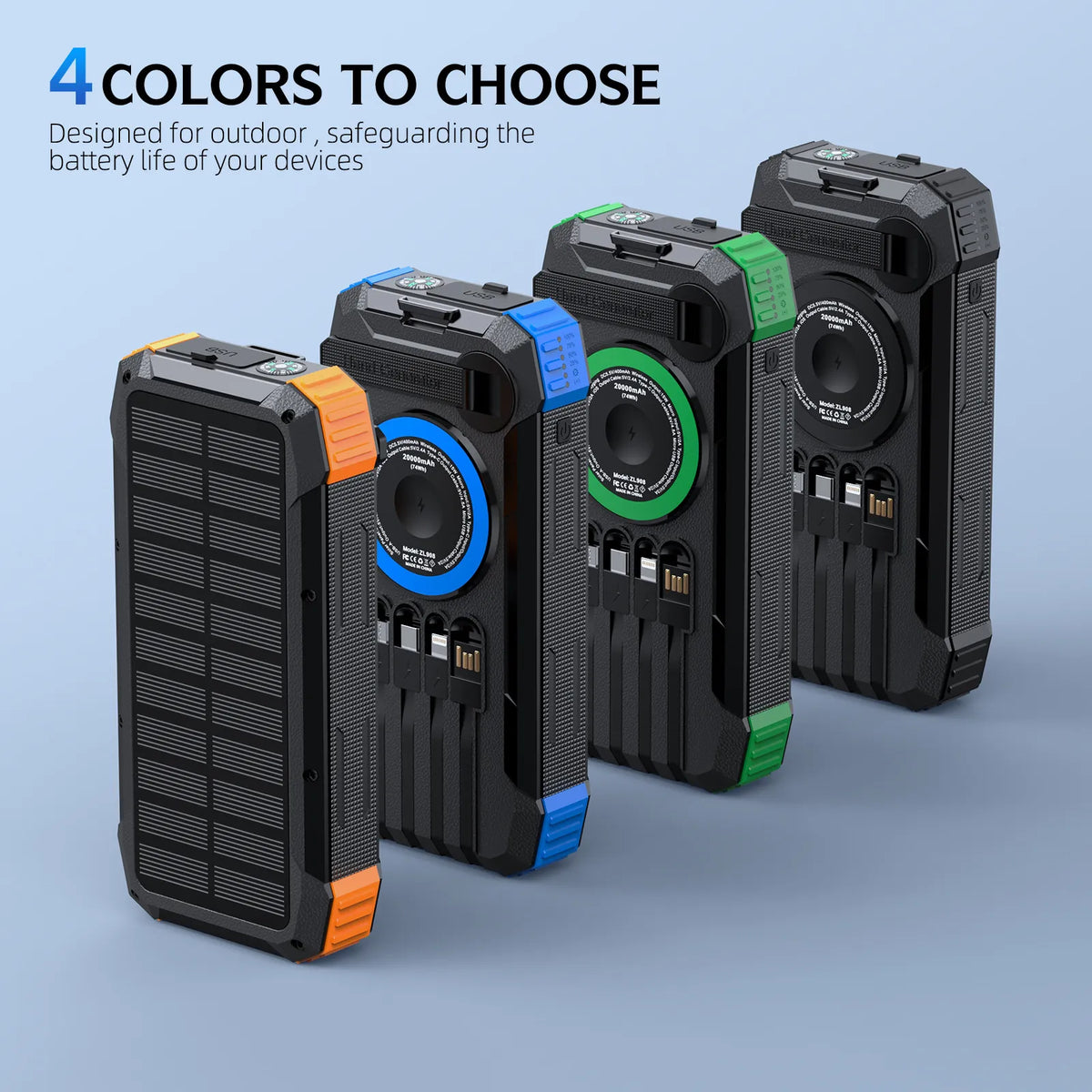 💡Solar Power Bank 20000mAh – Portable Charger