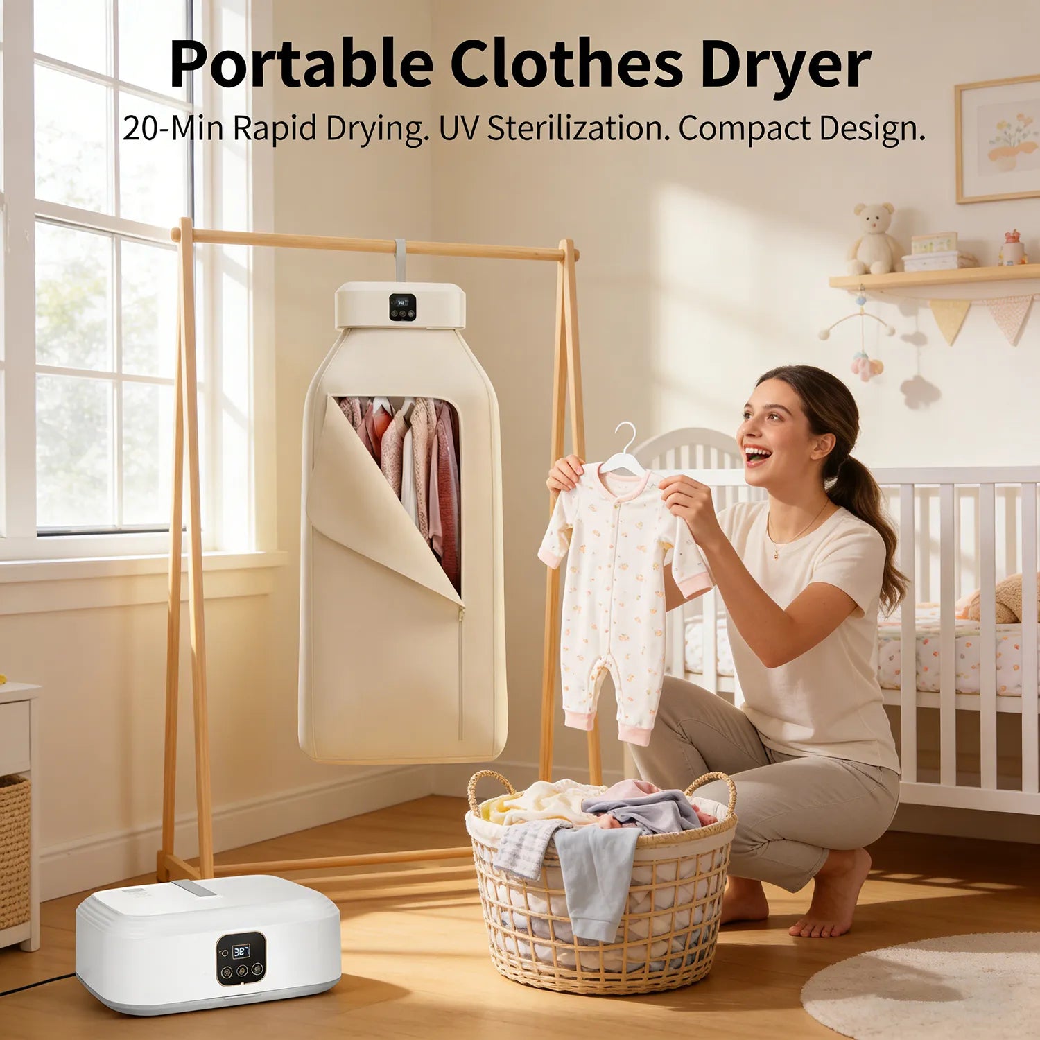 ⚡ Portable Clothes Dryer – Rapid 20-Min Drying, UV Sterilization, Compact Design