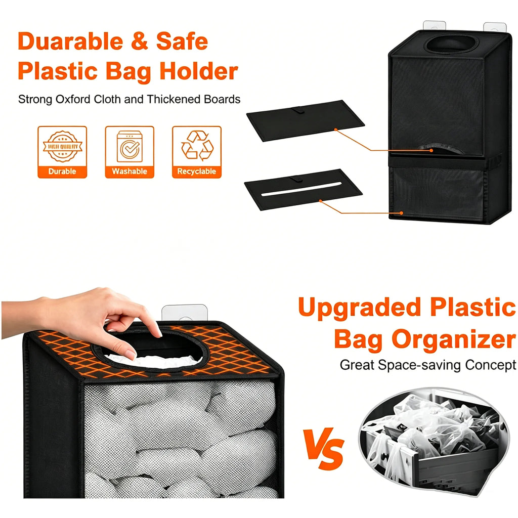 🛍️2-in-1 Hanging Storage Organizer — Large Capacity Plastic Bag & Trash Bag Dispenser