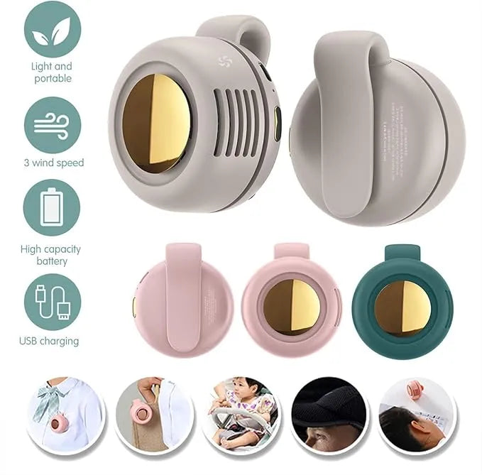 Portable Mini USB Rechargeable Fan - 360° Rotating Clip Fan with 3 Speeds for Personal Use