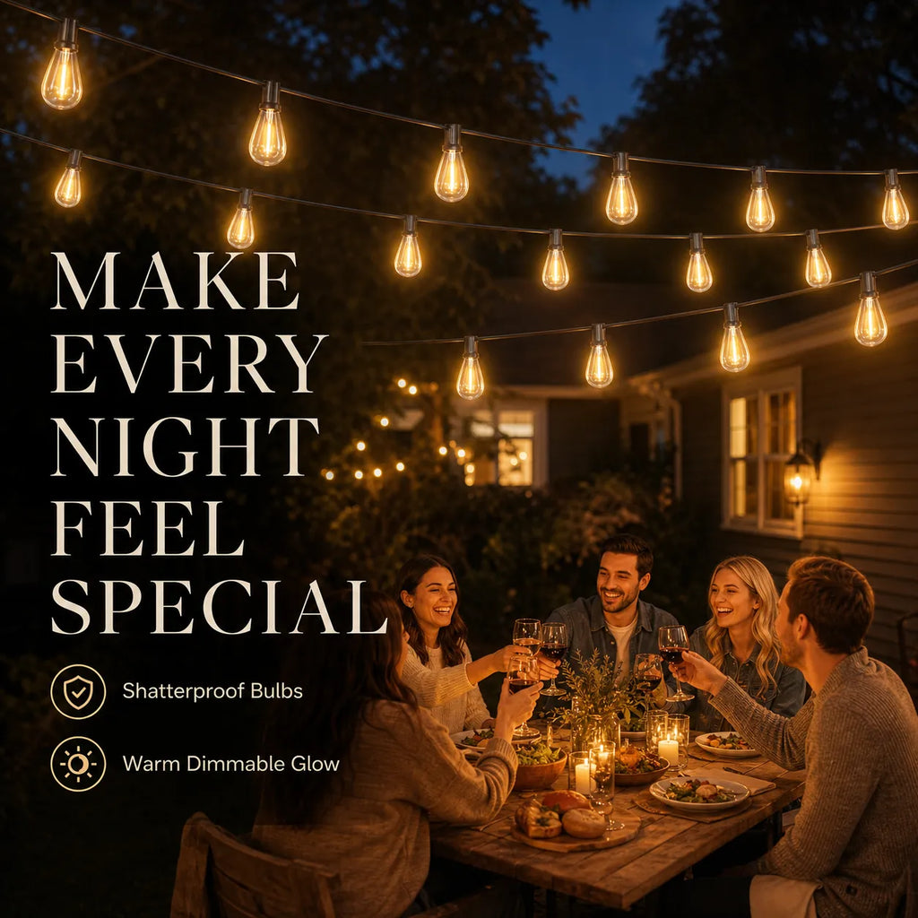 WarmGlow Shatterproof LED Outdoor String Lights