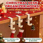 🎄Adjustable Christmas Fireplace Mantel Hooks – Heavy-Duty Stocking & Wreath Hanger Clamps for Holiday Decorations