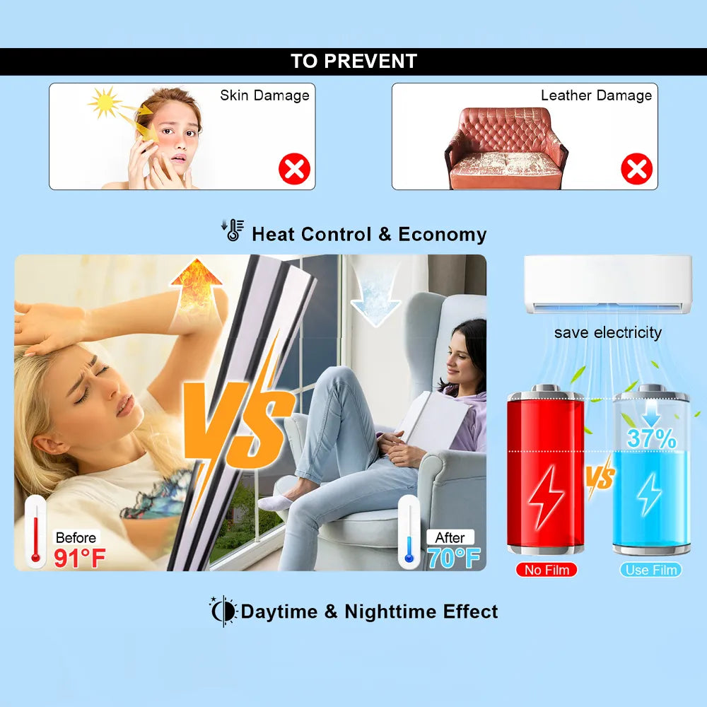 ☀️ One-Way Mirror Window Film – Heat Control & UV Protection