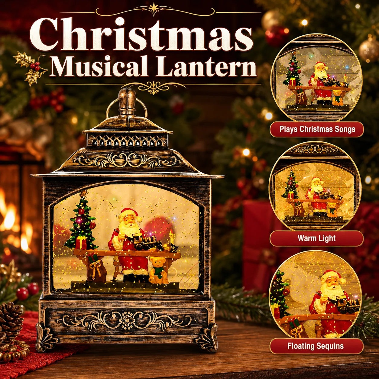 Christmas Musical Swirling Snow Lantern