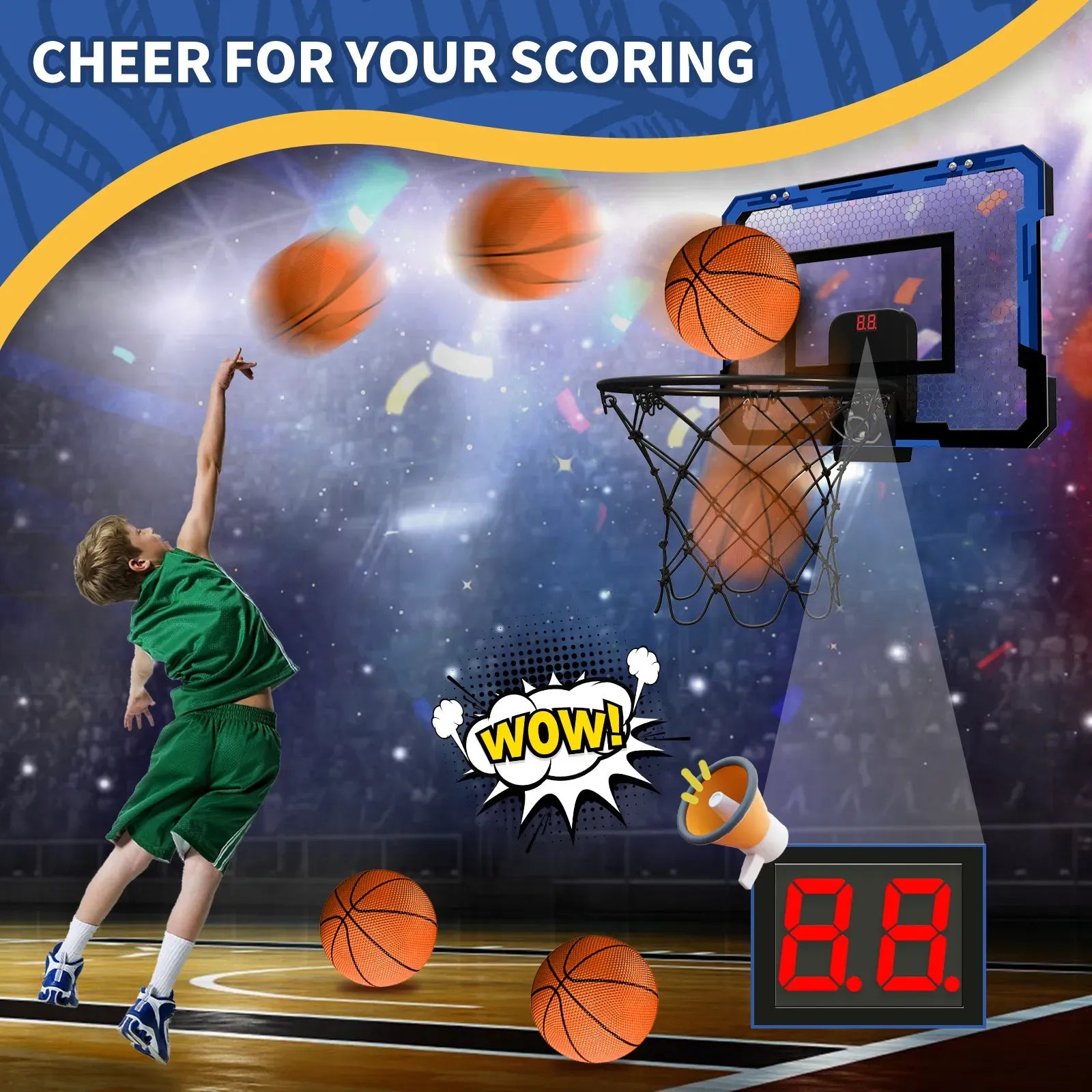 Foldable Wall Mounted Basketball Hoop - Sports Toys for Boys and Girls