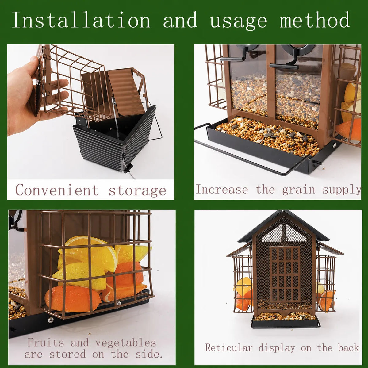 🐦 Outdoor Bird Feeder with Dual Suet Cages