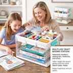 🎨 Transparent Craft Storage Organizer Box with Removable Tray & Dividers