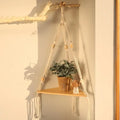 🌿 Boho Wooden Wall Mount Triangle Storage Rack