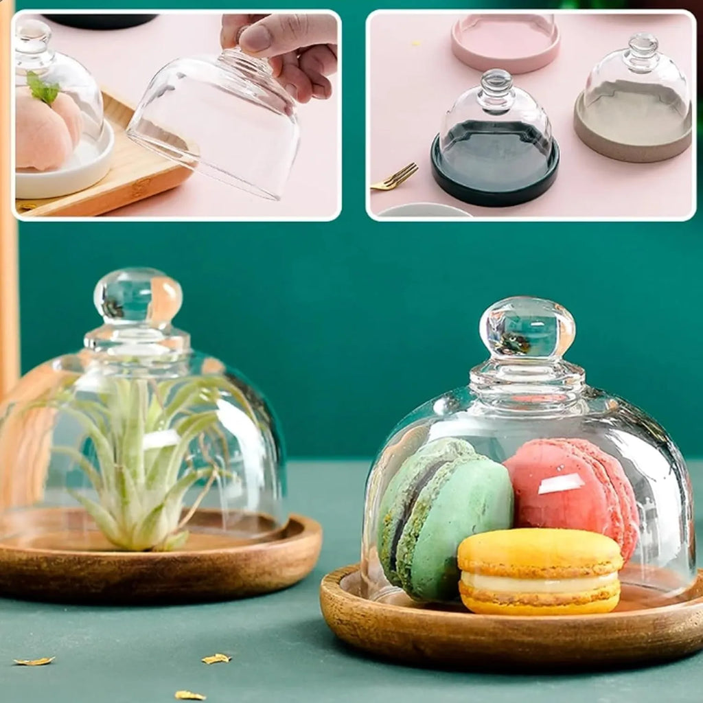 🍰 Mini Snowball Dessert Display – Elegant Wood & Glass Cake Stand