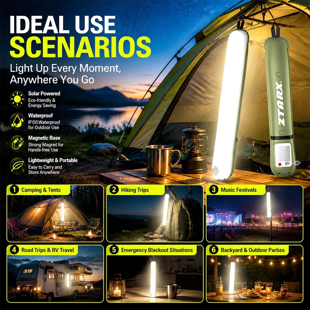 💡 Inflatable Solar Camping Light – 60cm Portable Tent Lantern