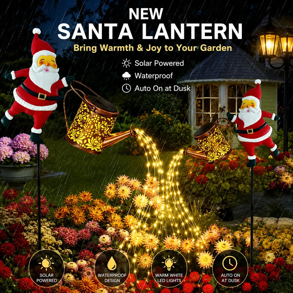 Santa Solar Watering Can Christmas Garden Light