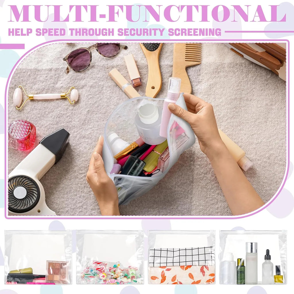 Mini Clear Makeup Bags – Travel Toiletry Organizer Pouches (7.9”)