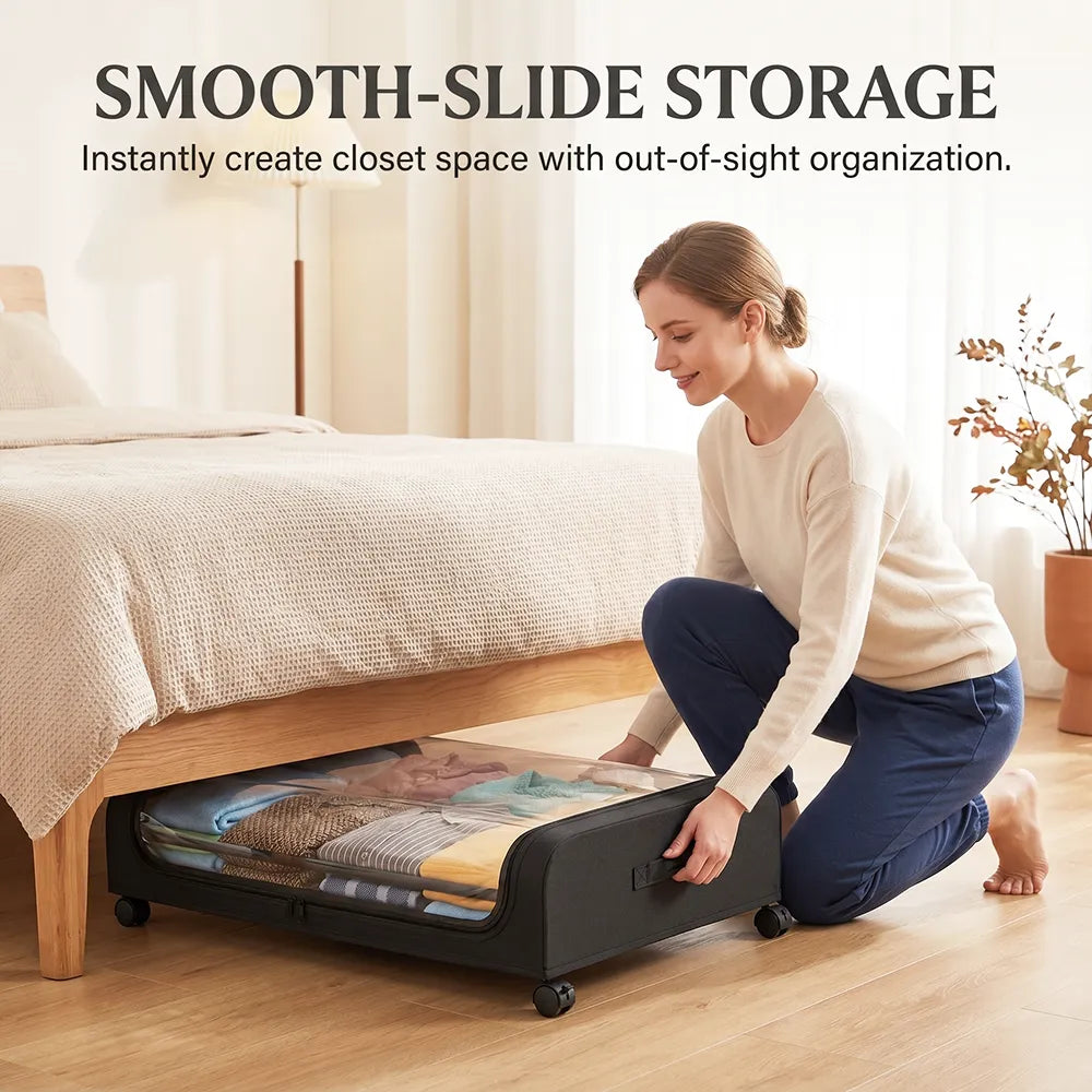 🛏️ Under Bed Storage with Wheels – Large Capacity Organizer Drawer